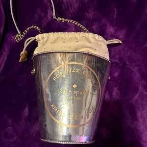 RARE♠️Kate Spade over the shoulder Champagne Bucket Tote with drawstring closure